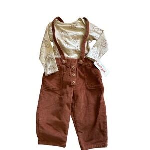 Cat &‎ Jack Baby Outfit Gingerbread Bodysuit Corduroy Suspender Pants 12M